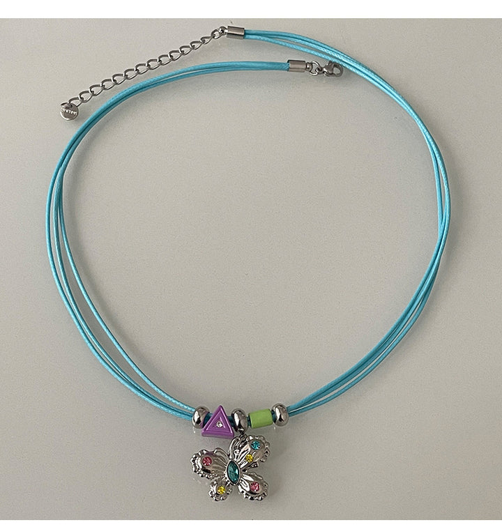 Sweet Cool Colorisful Crystals Collier papillon féminin Luxur