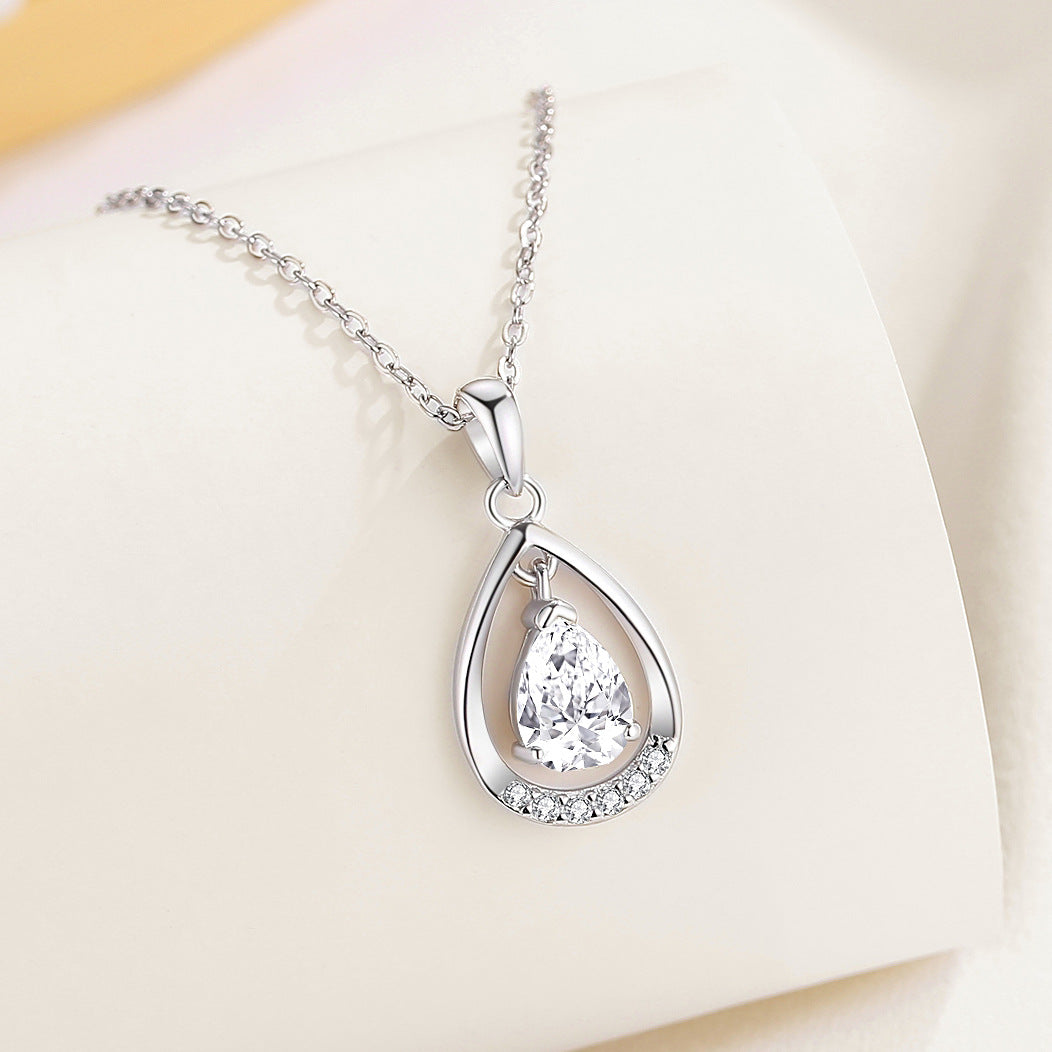 925 Sterling Silber Halskette Weibchen Engel Tränen Halskette Mode-förmige Drop-Form
