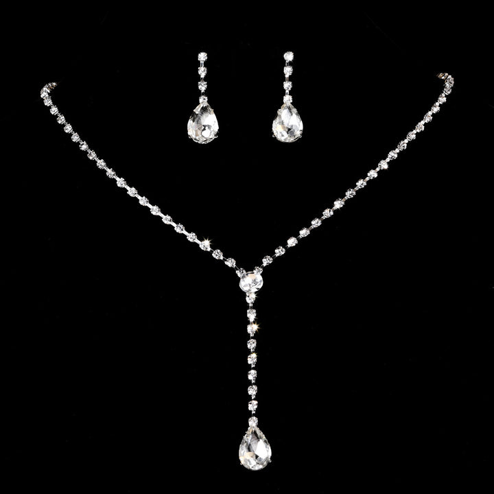 Fashion Bright Full Rhinestone Zircon Water Drop Necklace