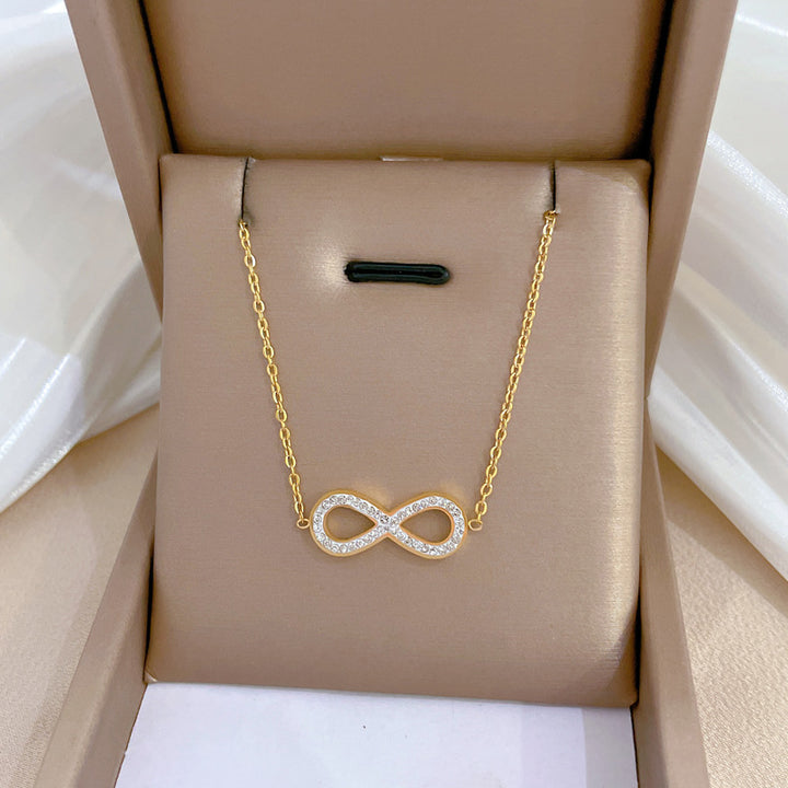 Bowknot Eyes Minimalist Stove Real Gold Necklace Women