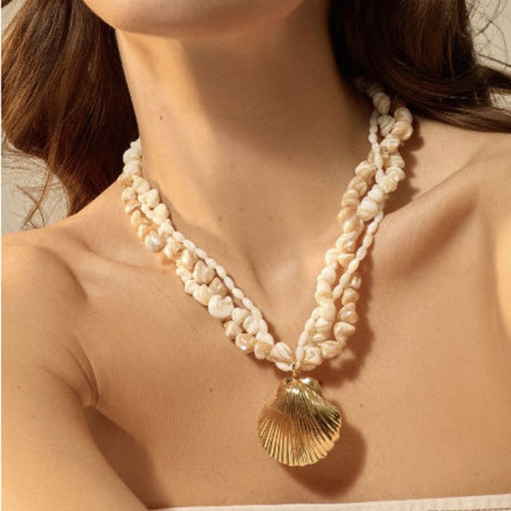 Multi-Layer Hufeisen-Schalen-Halskette für Frauen einfacher Mode