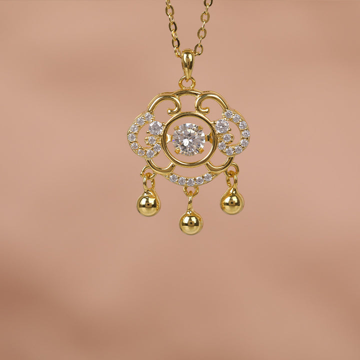 S925 Sterling Silver Lock of Safey und Glück Halskette weibliche Glockenschlüsselschkee Kette