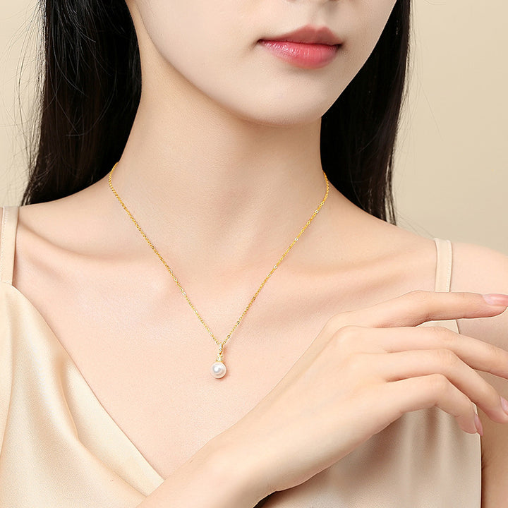 S925 Silver Fashion Affordable Luxury Style Pearl Necklace For Women Rhinestone Zircon
