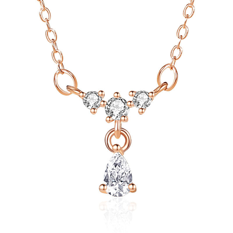 S925 Silbertropfen Halskette Spezielles Interesse Licht Luxus Design Sinn Quasten Wassertropfen