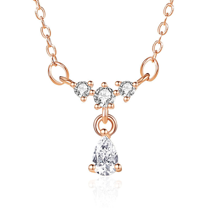 S925 Silver Drop Necklace Special Interest Light Luxury Design Sense Tassel Water Drop