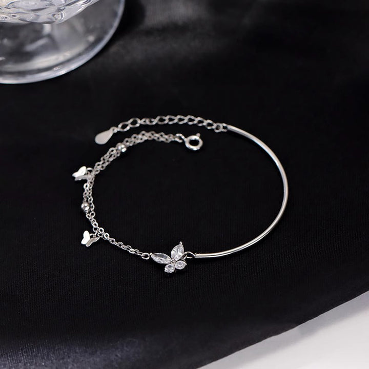 S925 Sterling Silver Butterfly Bracelet Women's Silver Accessoires Licht Luxe Luxe minderheid voortreffelijk
