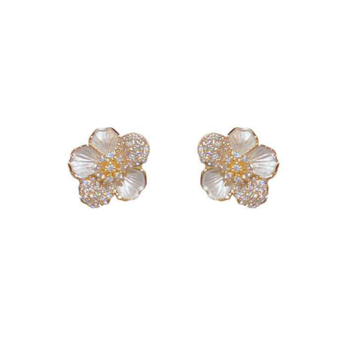 Boucles d'oreilles à fleurs micro-incorporées pour femmes conception d'intérêt spécial en argent sterling