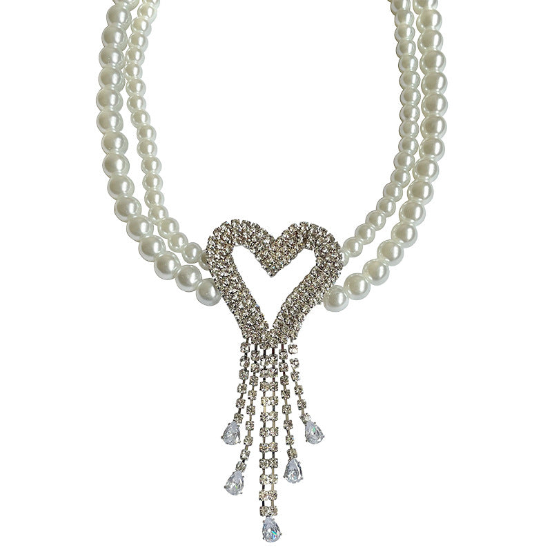 Voll juwelen liebevolles Herz Quastenstich Perlenkette