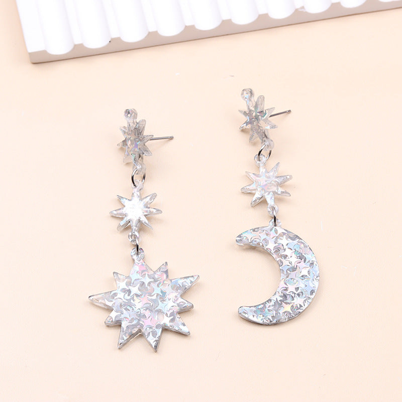 Star Moon Series Stud Earrings Europe and America Creative Acryl