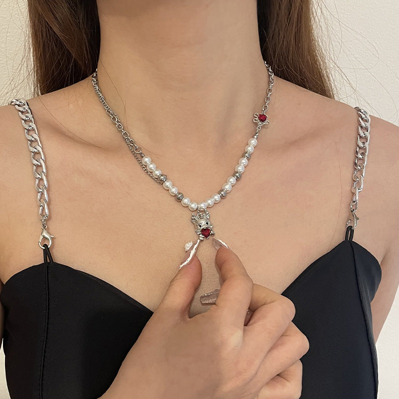 Hochwertiger Perlennähtegreifer-Drachen-Halskette