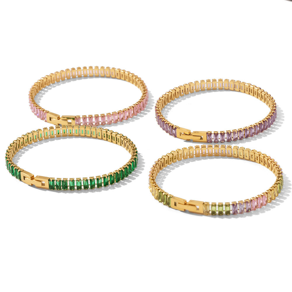 Collier de bracelet de zircon rétro-carré français pour les femmes
