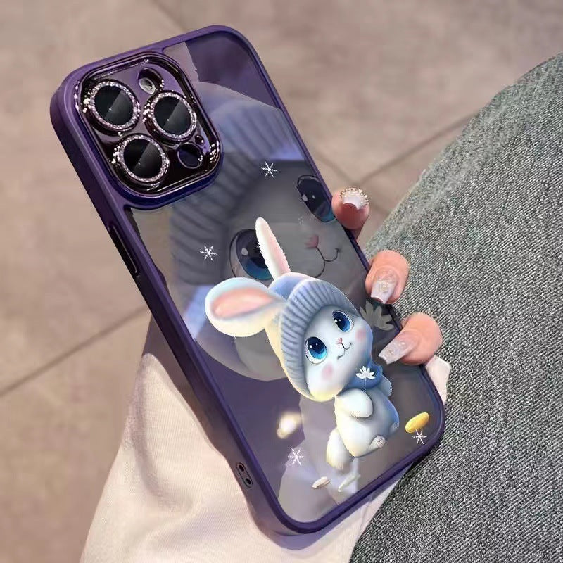 Hat Rabbit Glitter Lens Transparent Mobile Phone Protective Shell