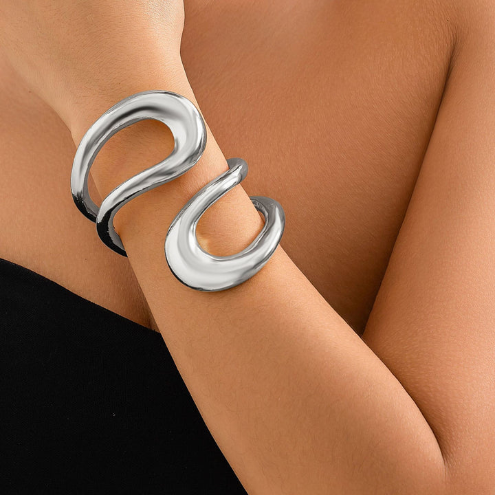 Overdreven glanzende ring retro holle armband