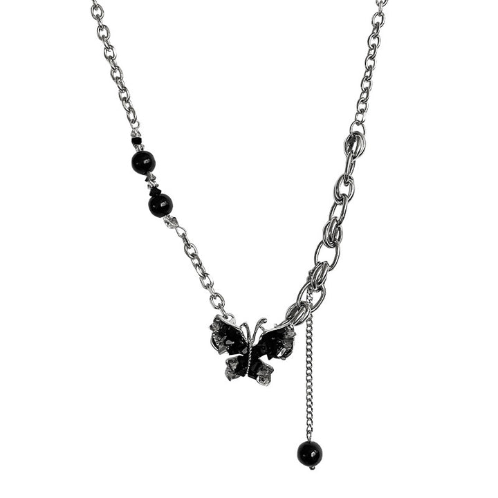 Sweet Cool Personality Black Butterfly Cuci di perle rotonde Collana