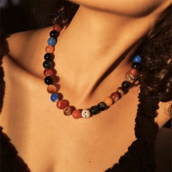 Romantic Universe Color Beaded Necklace Special-interest Design High Sense