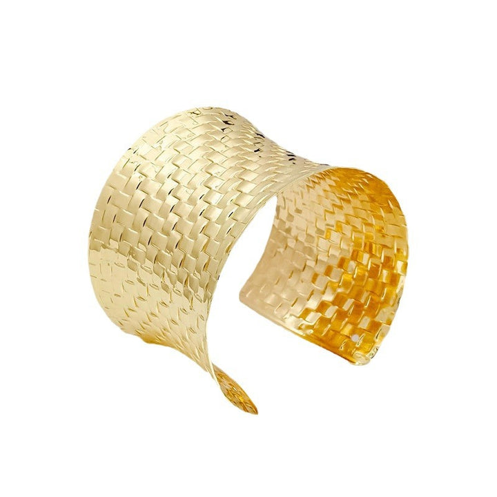 Textured Bracelet Vintage Weave Curved Opening
