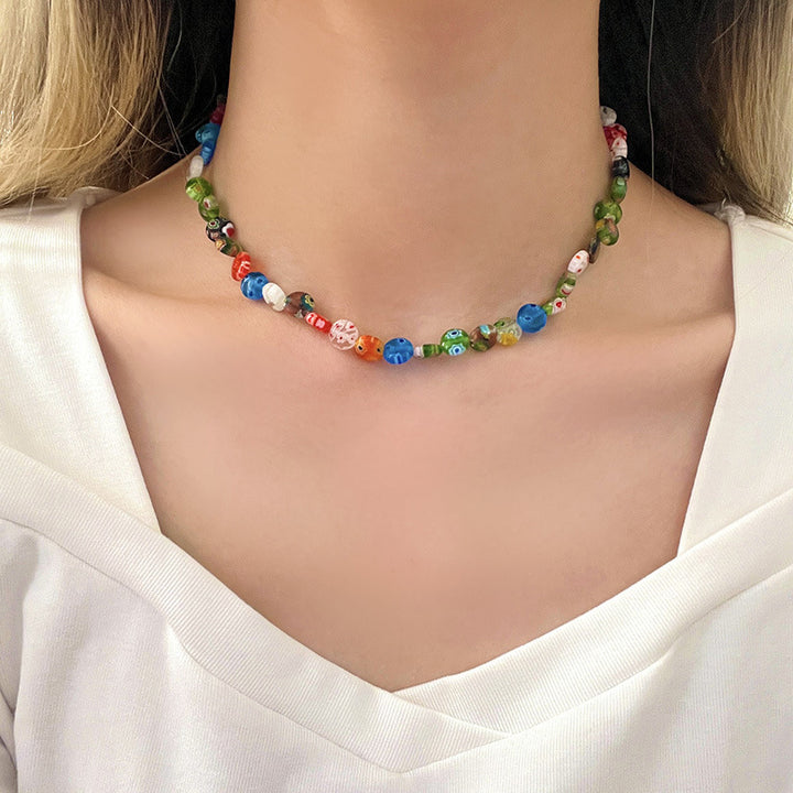 Frauen farbiger Glaze Perlen Halskette Design Sinn