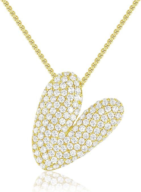 Collier de lettre d'anglais en laiton Zircon Balloon