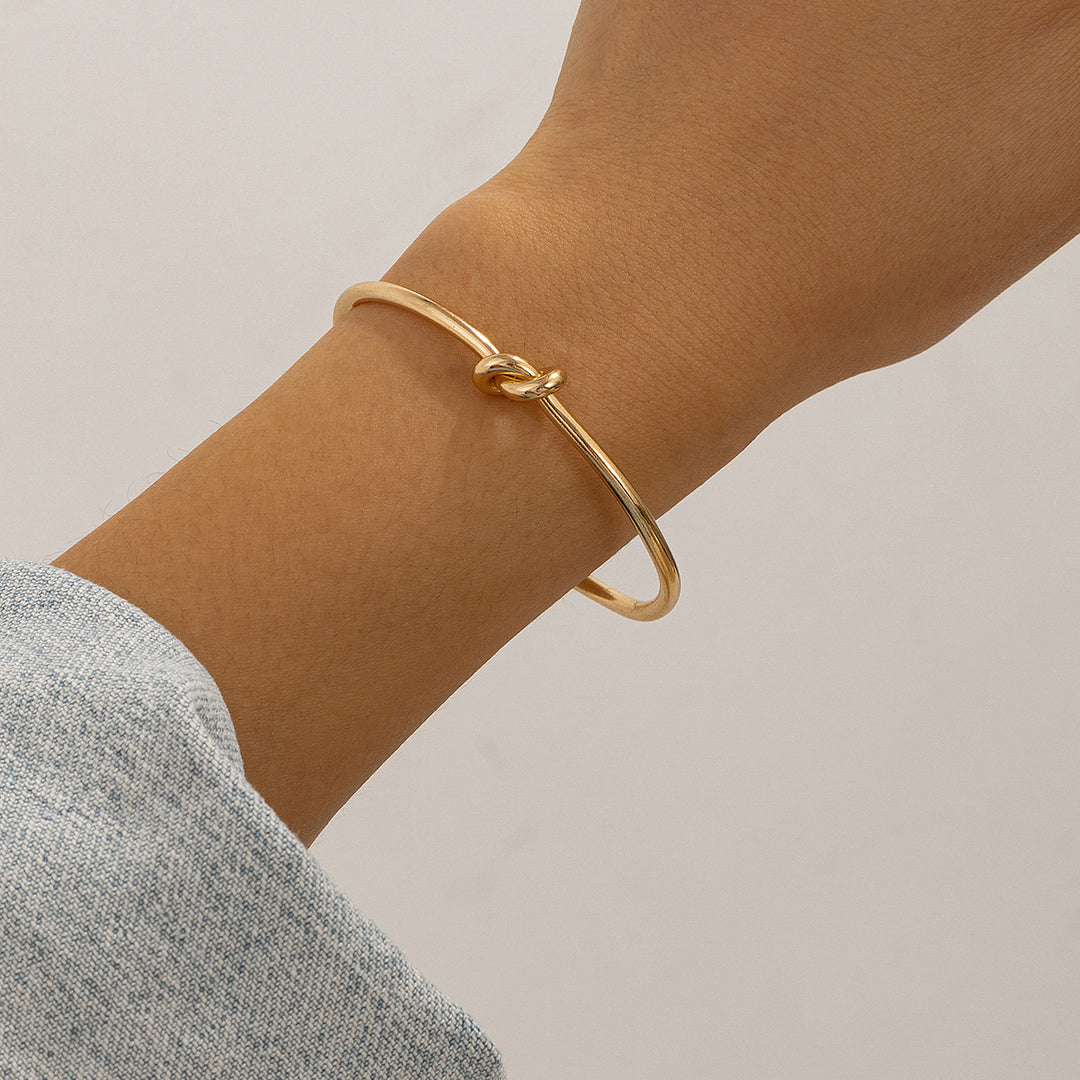 Design Double-layer Hollow Knot Open-ended Bracelet Women