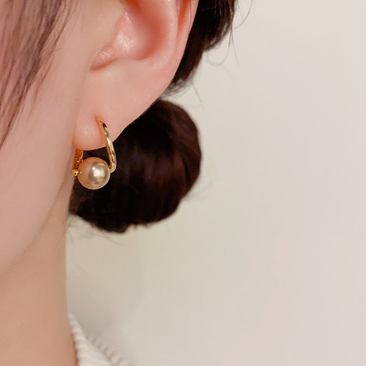 Simple Graceful And Fashionable Champagne Pearl Ear Clip