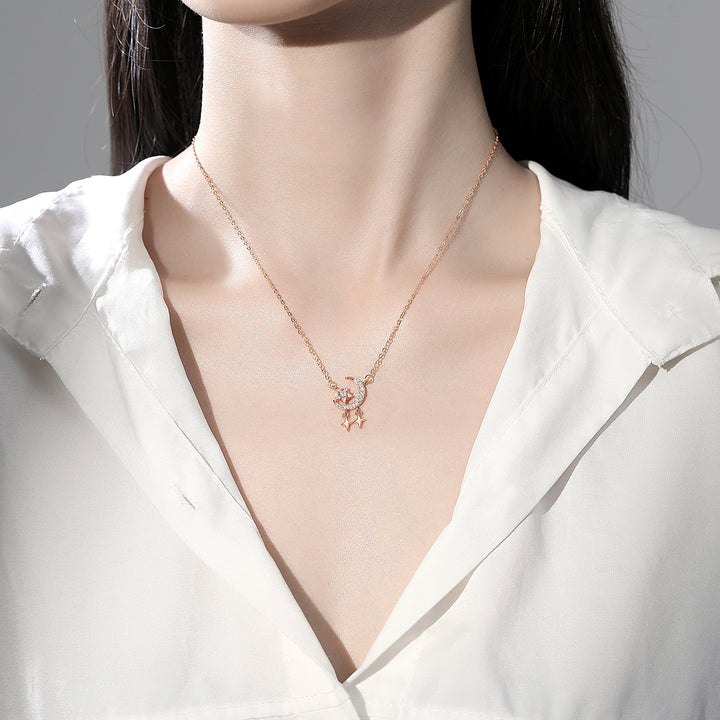 Ожерелье женское звездное лунное циркон серебро серебро S925 Silver