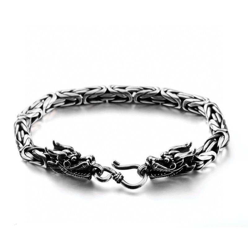 Heren S925 Silver Dragon Head Safety Pattern Fashion Bracelet