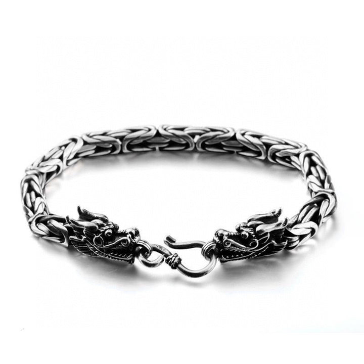 Men's S925 Silver Dragon Head Safety Pattern Fashion Bracelet