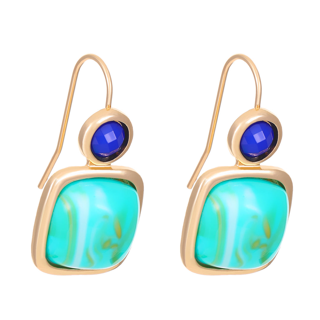 Eenvoudige geometrische vierkante turquoise oorbellen voor vrouwen