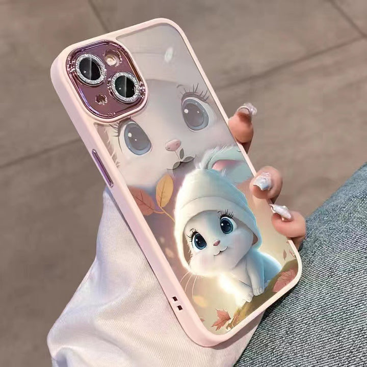 Hoed konijn glitter lens transparante mobiele telefoon beschermende shell