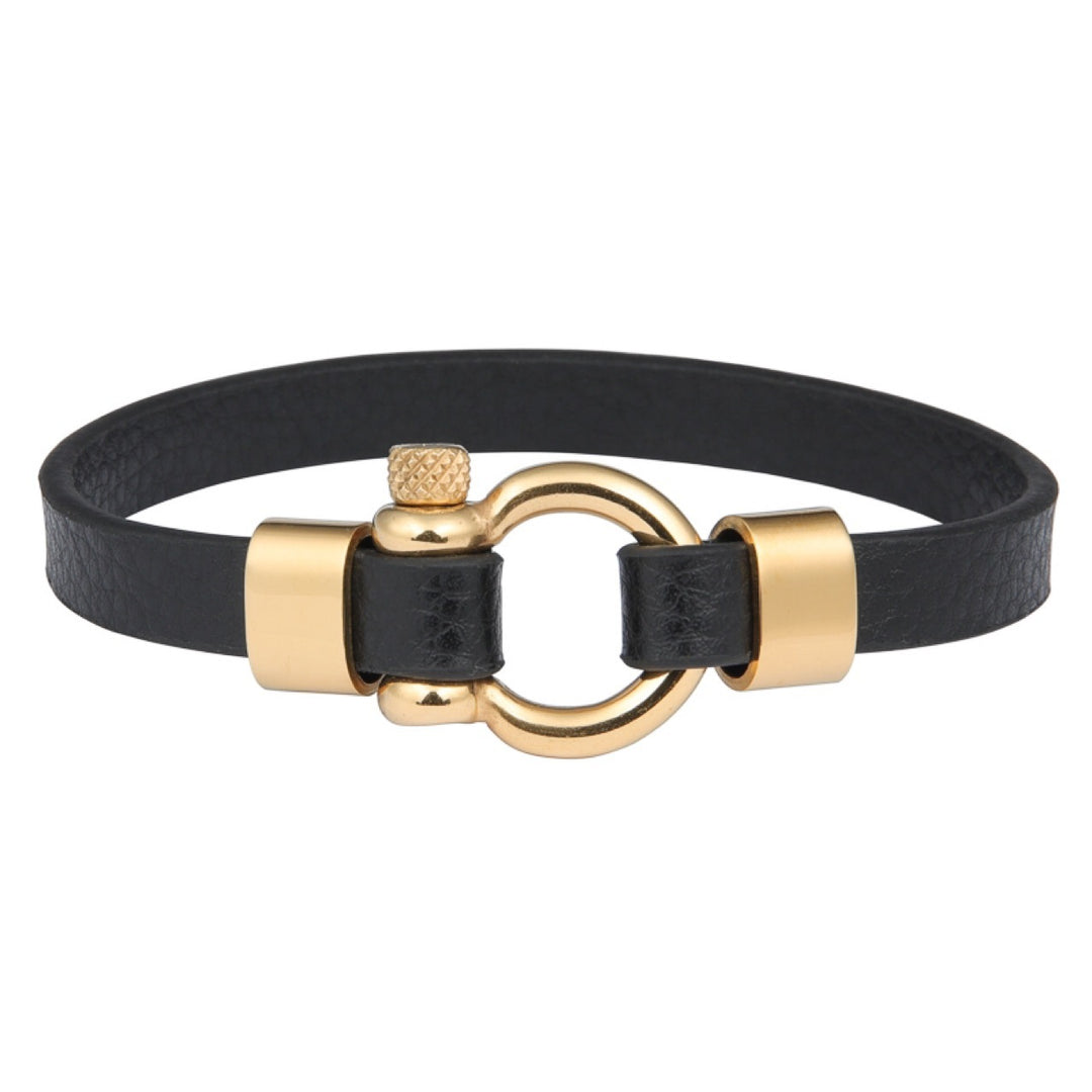 Leather Bracelet U-shaped Lock Simple Men's Retro Stainless Steel