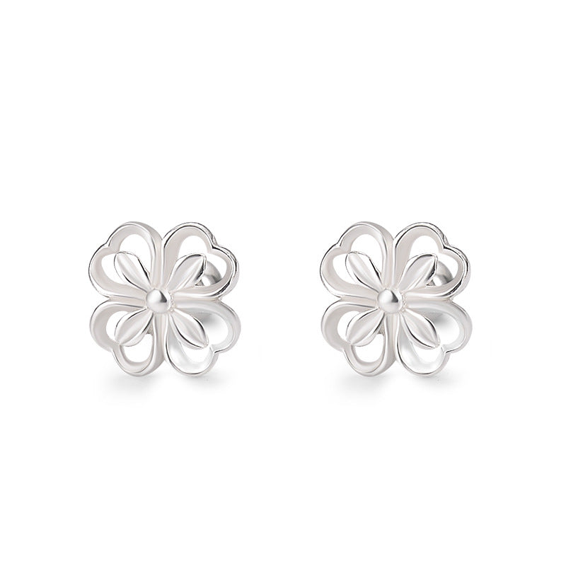 S999 Sterling sølv søte blomster Søt skrue øreringer med full kropp sølv hunn