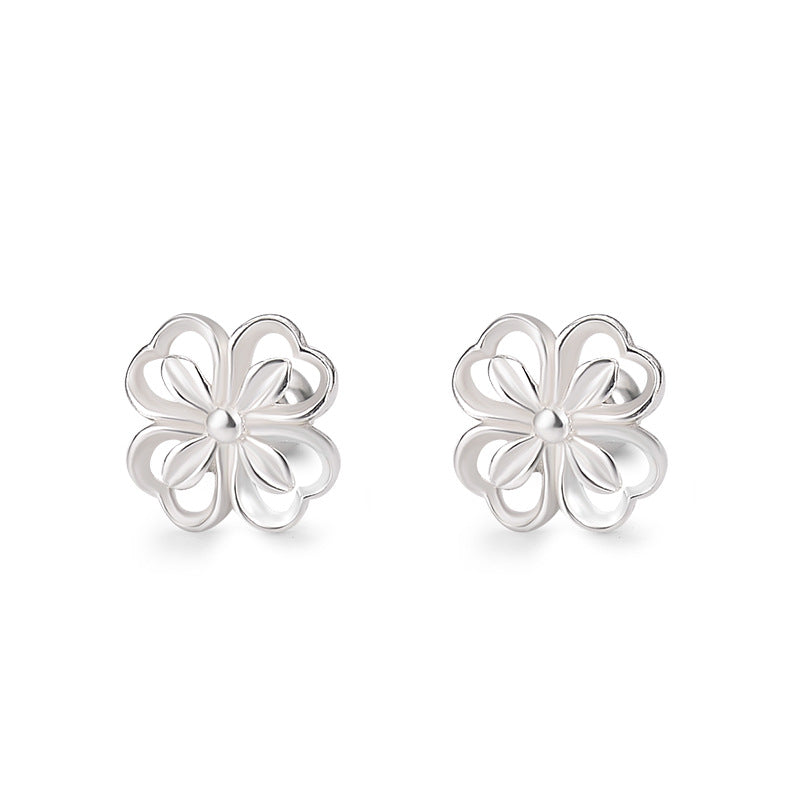 S999 SERRING Silver Fleurs douces mignonnes Bouilles d'oreilles à vis d'oreille à vis Femelle argentée du corps complet