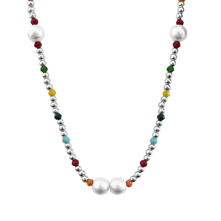 Colorful Beaded Stitching Pearl Necklace