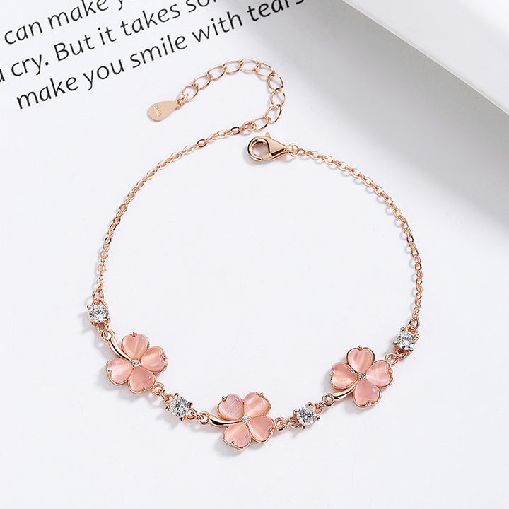 Fashion Jewelry Opal Crystal Gemstones Chain Bracelets For Women Femme Zircon Diamonds Rose Gold Jewelry Bijoux Mujer Cute Girlfriend Gifts