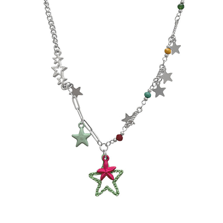 Color Five-pointed Star Necklace Design Sense