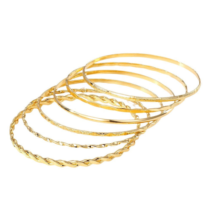 Bohemian Metal Chain Bracelet Set For Women Geometric Gold Color Thick Link Chain  Bangle Female Fashion Jewelry