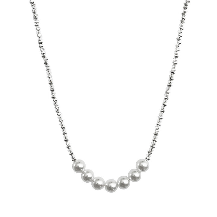 Small Pieces Of Silver Beaded Stitching Pearl Necklace