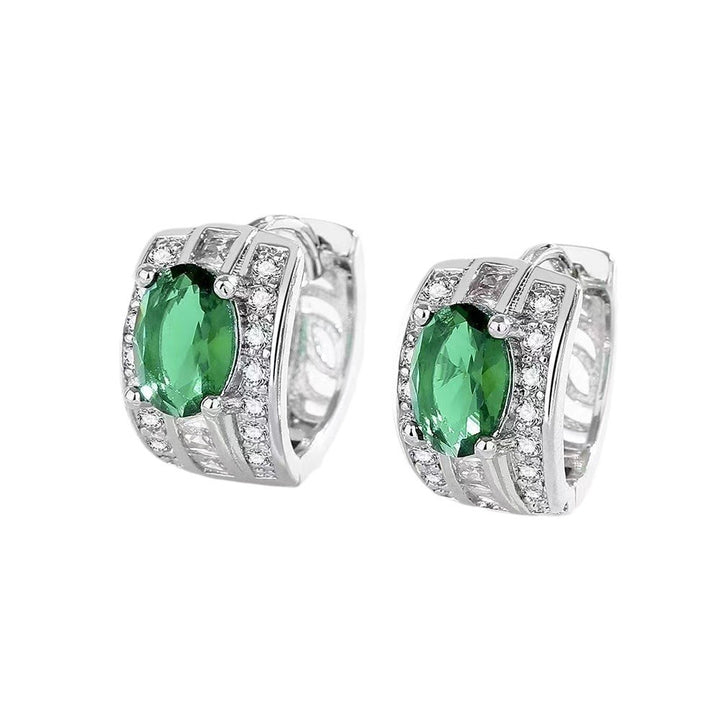 European And American Emerald Zircon Earrings High Sense