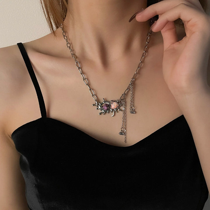 Süße kühle zweifarbige Herz Quasten Halskette für Frauen besonderes Interesse Licht Luxus