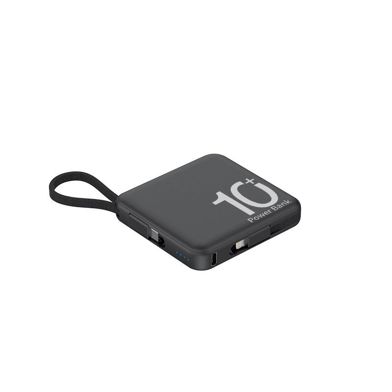 Mini Power Bank Large Capacity Small And Ultra-thin With Cable Portable Power Source