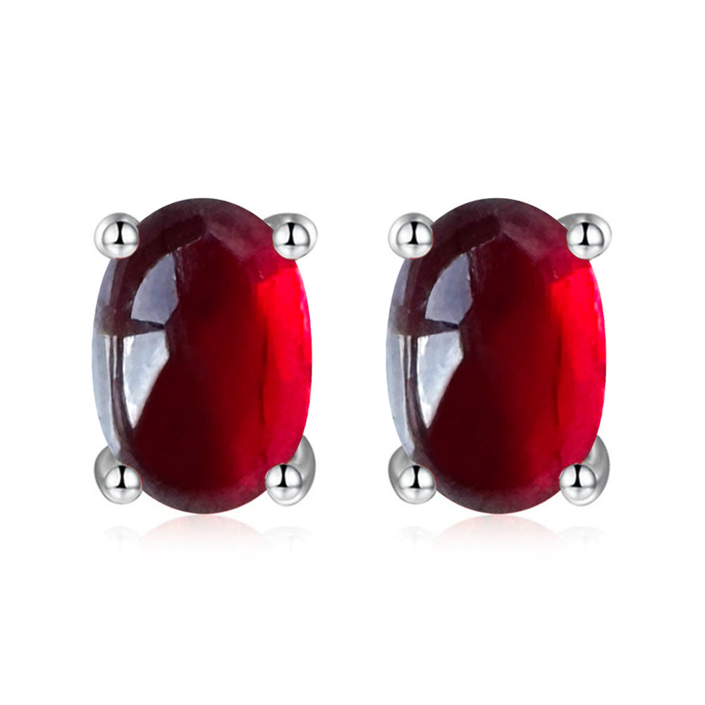 Pendientes ovales rojos Diseño de interés especial femenino