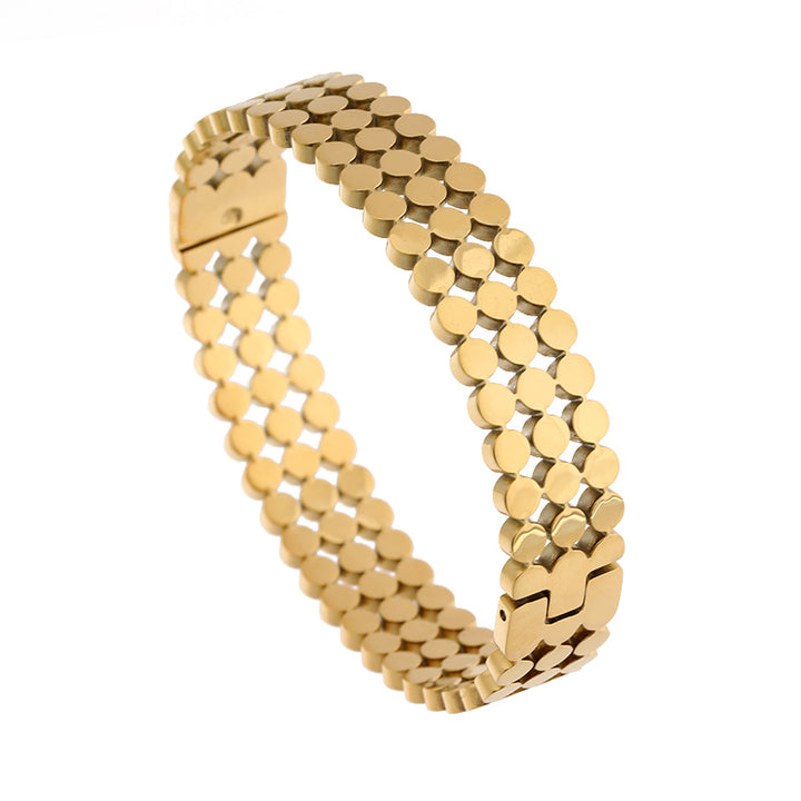 Mode Einfache Titanstahl 18K Gold plattiert Punktperlen Herrenarmband