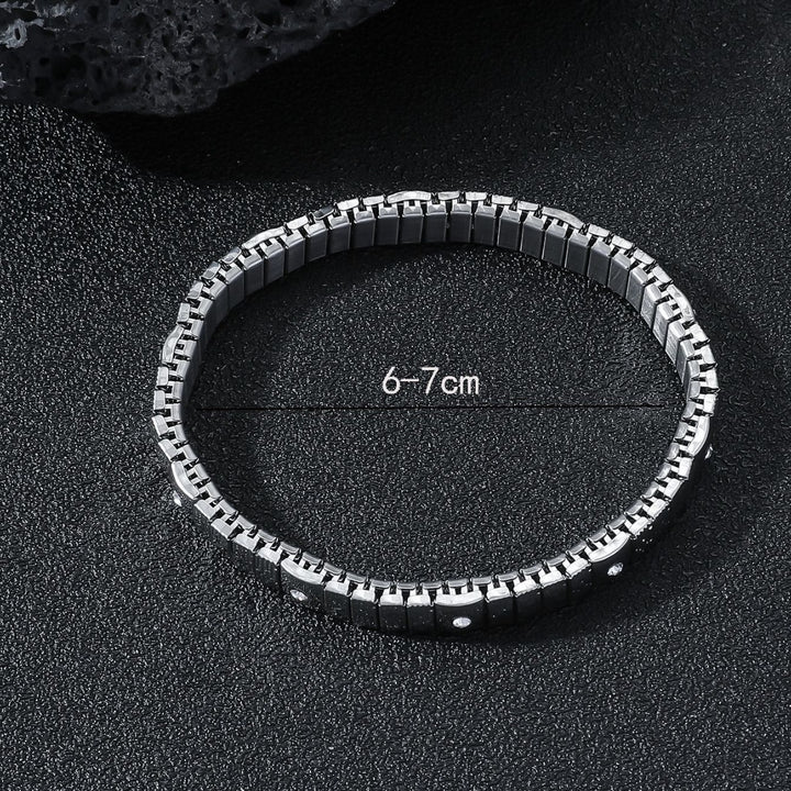 Cold Stainless Steel Diamond Elastic Bracelet For Men