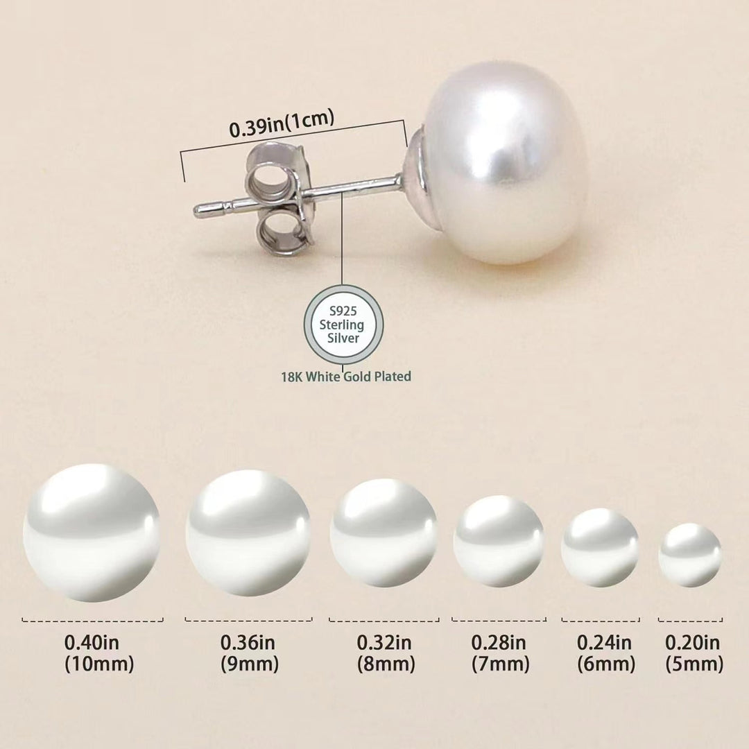 S925 Sterling Silver Needle Natural Freshwater Pearl Ear Studs