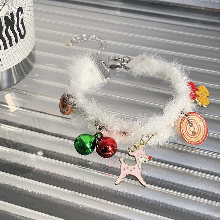 Bracelet de costura de botones de campana de alce de Navidad