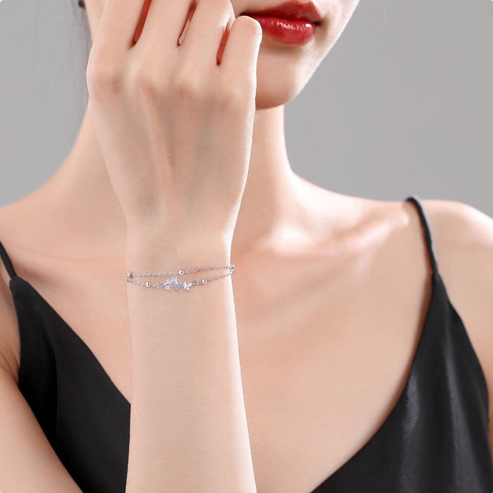 Bracciale a doppio strato di farfalla Fashion femminile squisita