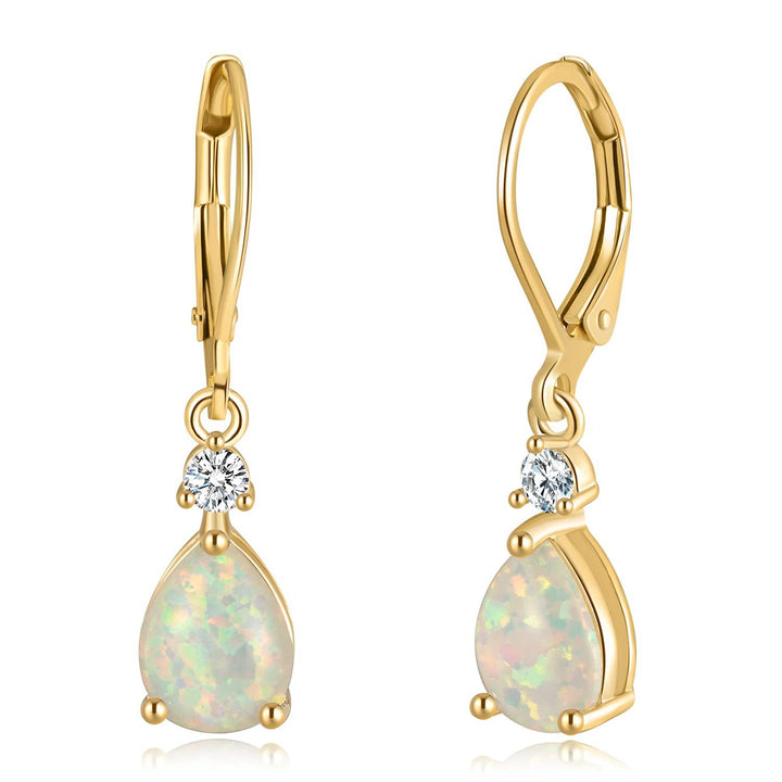 White Opal Drop Opal Earrings