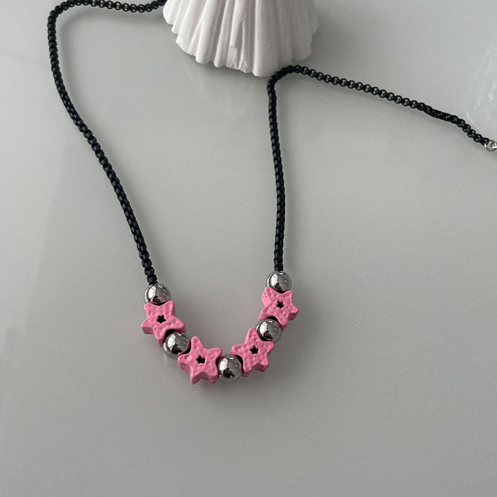 Black Chain Beaded Stitching XINGX Necklace