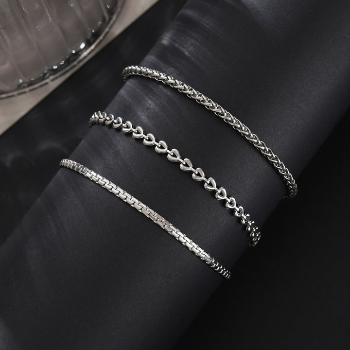 Stainless Steel Keel Three-piece Bracelet For Women