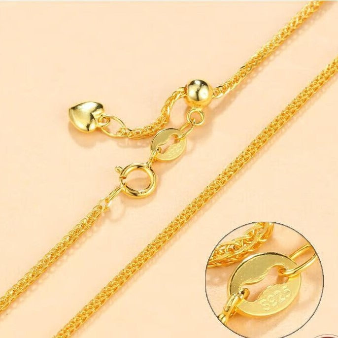 S925 Silver Chopin Chain Spring Fastener Love Necklace Tail Female Simple DIY Adjustment